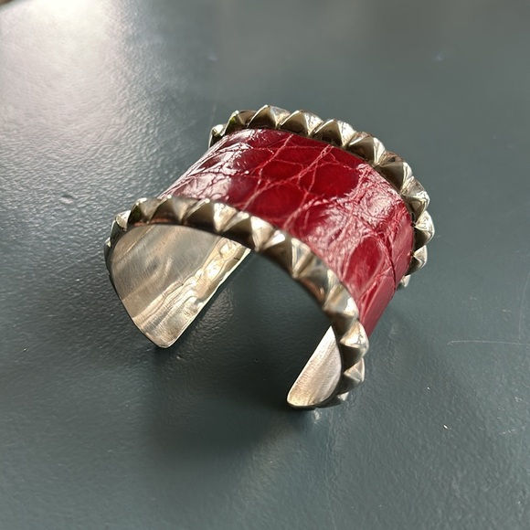 Pat Areias Jewelry - Designer Pat Areias leather and Sterling bracelet